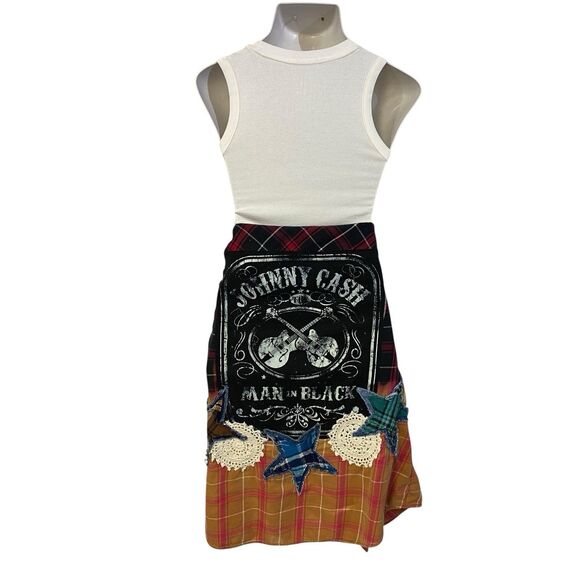 Upcycled Flannel Shirt Shacket Womens 1X Country Music Grunge Patchwork Folk Art - Picture 6 of 10